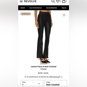 Frame Jersey high rise flare Size 1 Coated noir jeans. Brand new black jeans.